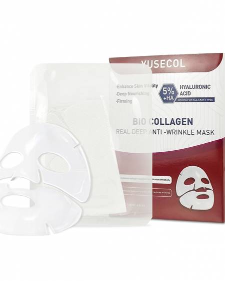 YUSECOL Bio-Collagen Anti-Wrinkle Mask, with 5% Hyaluronic Acid, for Firming, Anti-Aging and Hydrating